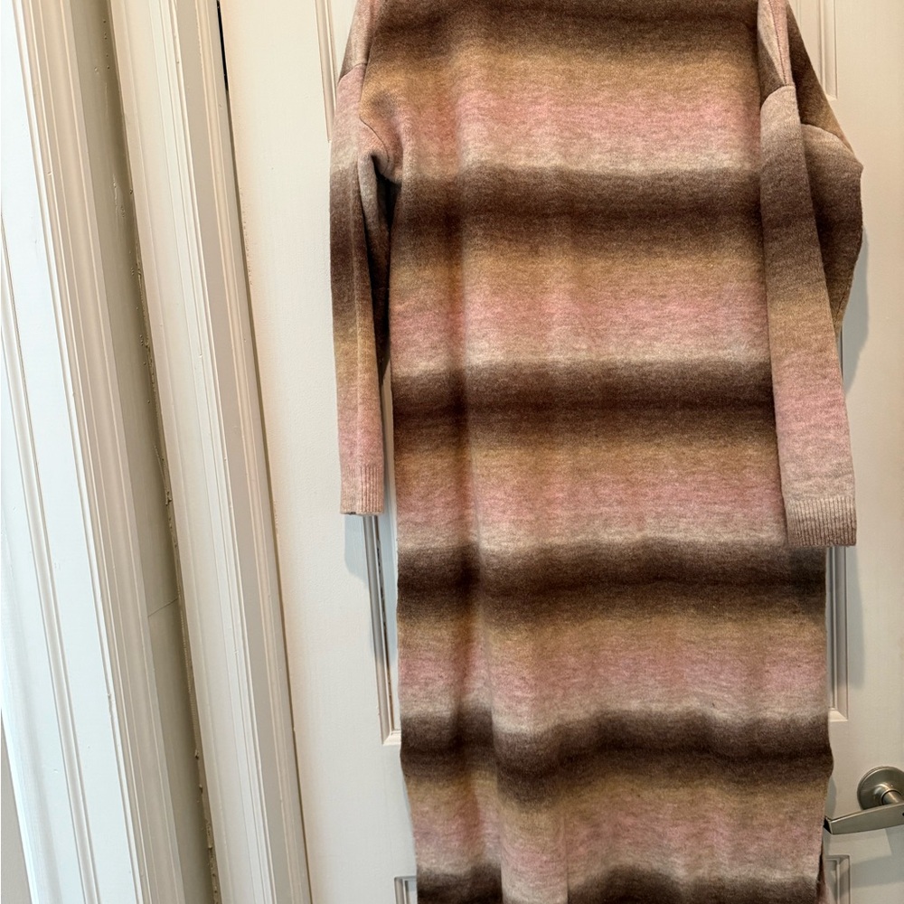 LOFT Gradient Long Sleeve Dress - Pink and Brown